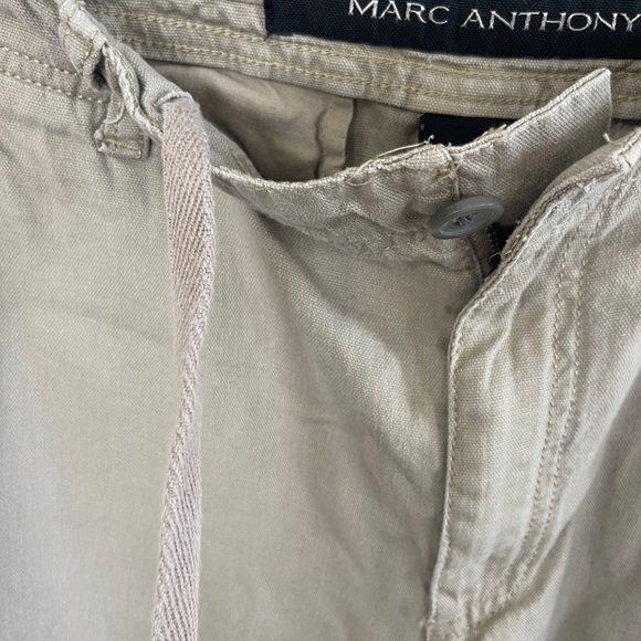 Marc Anthony Linen Pants Men 34X30 Beige Khakis Chinos Slacks Trousers Beach - Picture 7 of 7